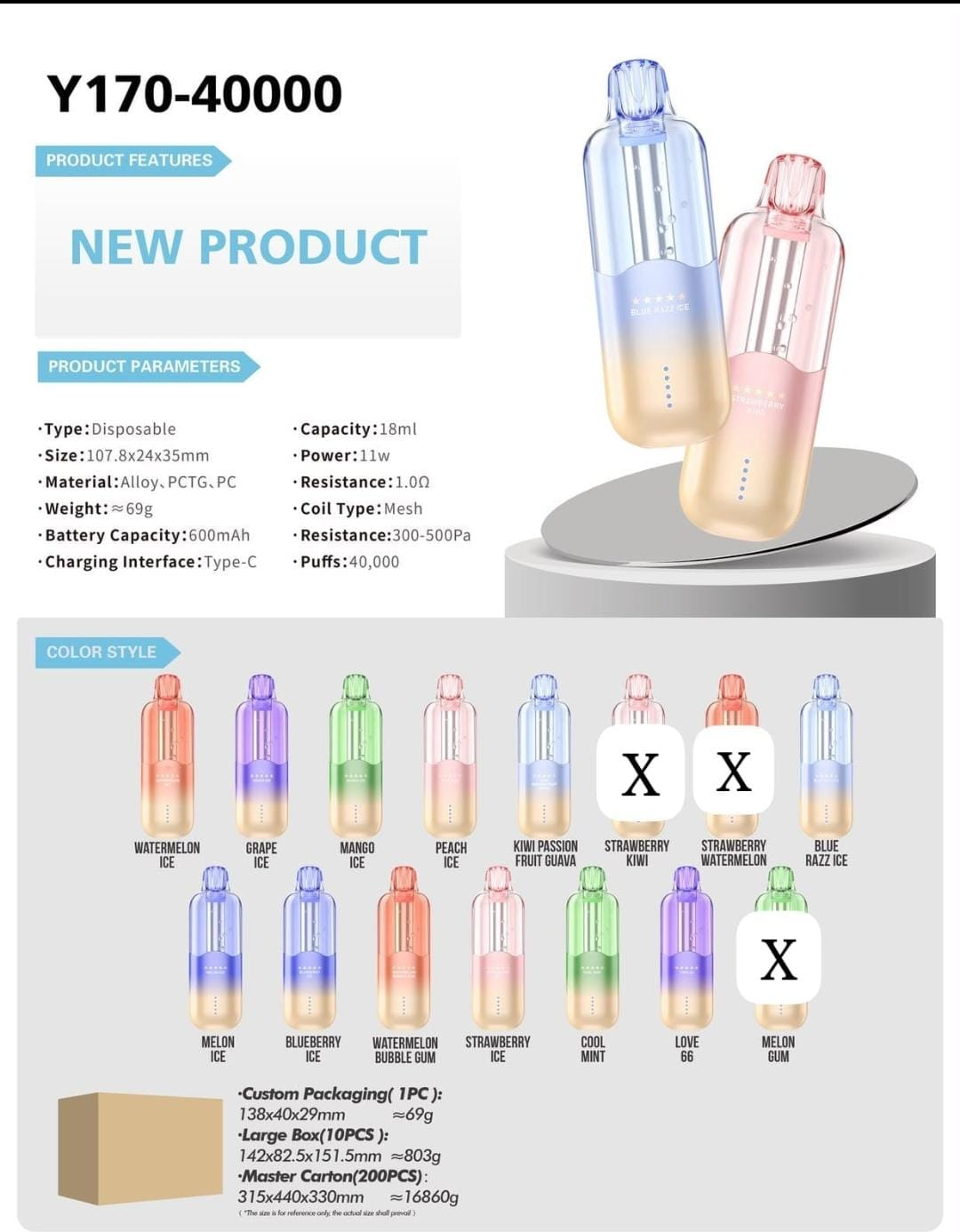 AAOK Y170-40000 Disposable Vape Device